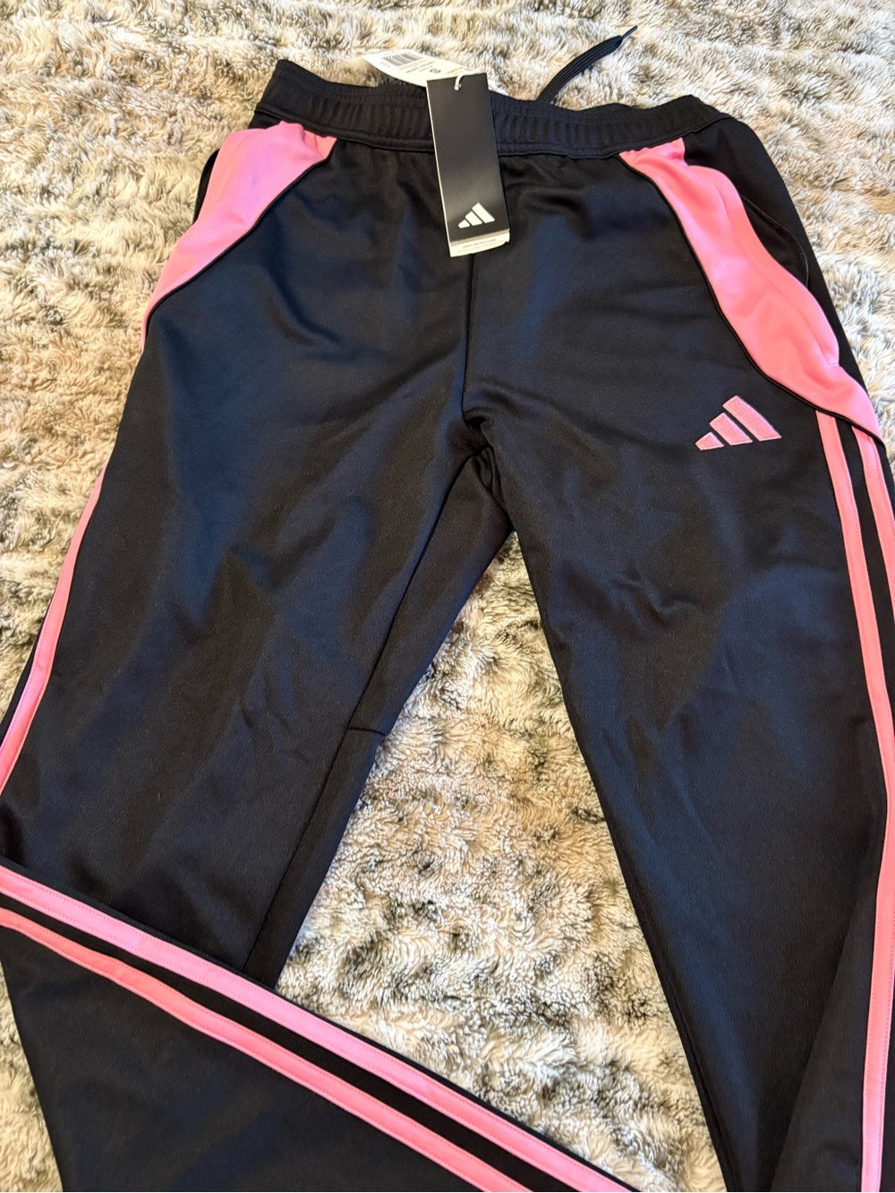 adidas Black Joggers with Pink Accents